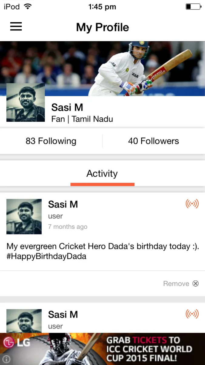 CricHQ match scoring screen